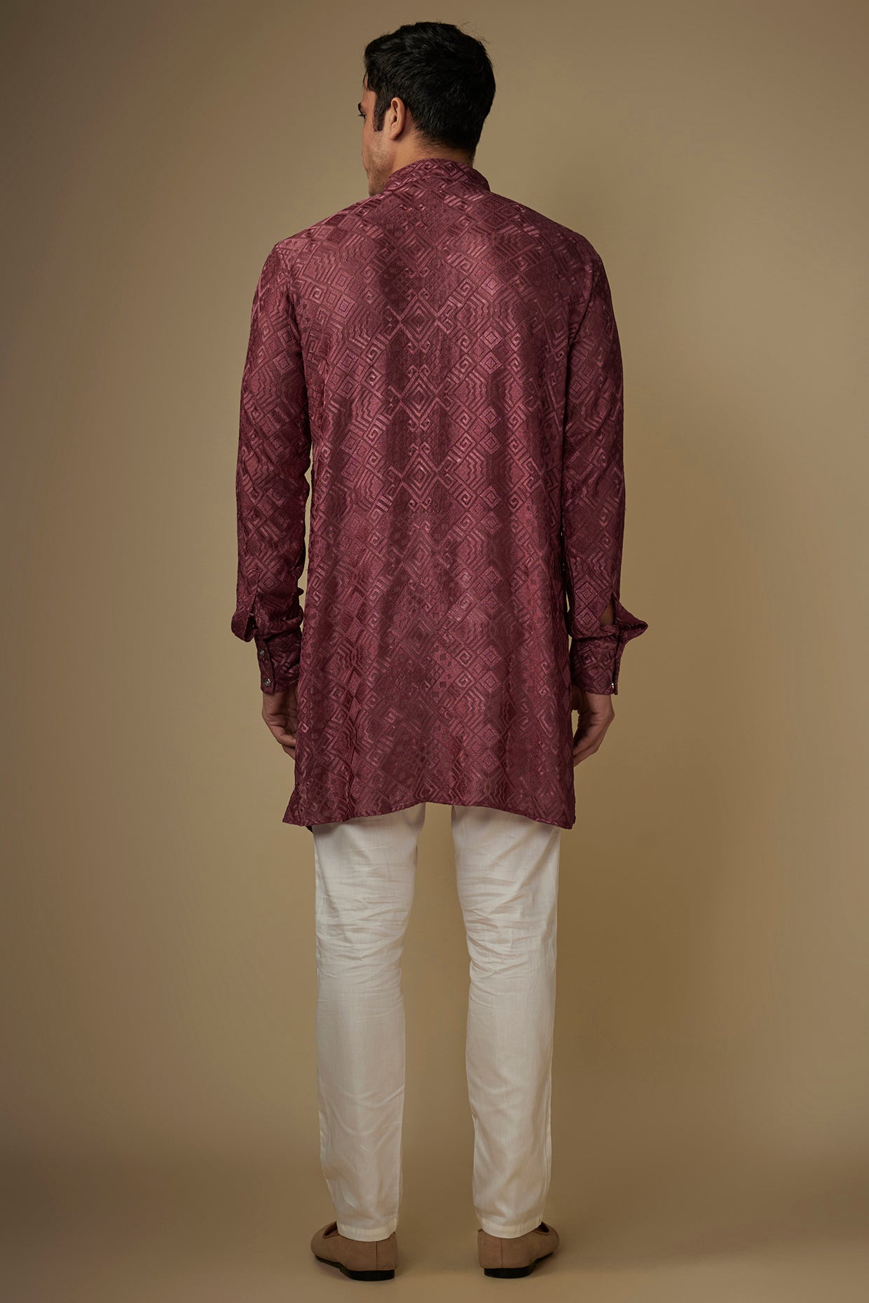 Maroon Lucknowi Embroidered Kurta Set image 3