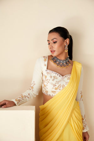 Sweetheart Neckline Sharara Saree Set image 3