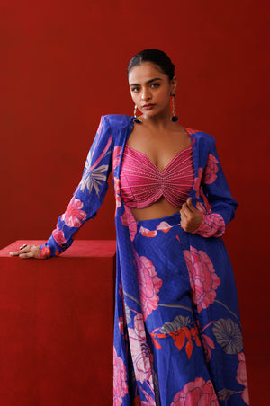 Blue Bold Shoulder Shrug Set image 3