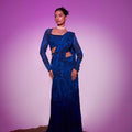 Mystic Blue and Black Print Saree image 0