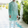 Light Blue Cotton Kurta Set image 0