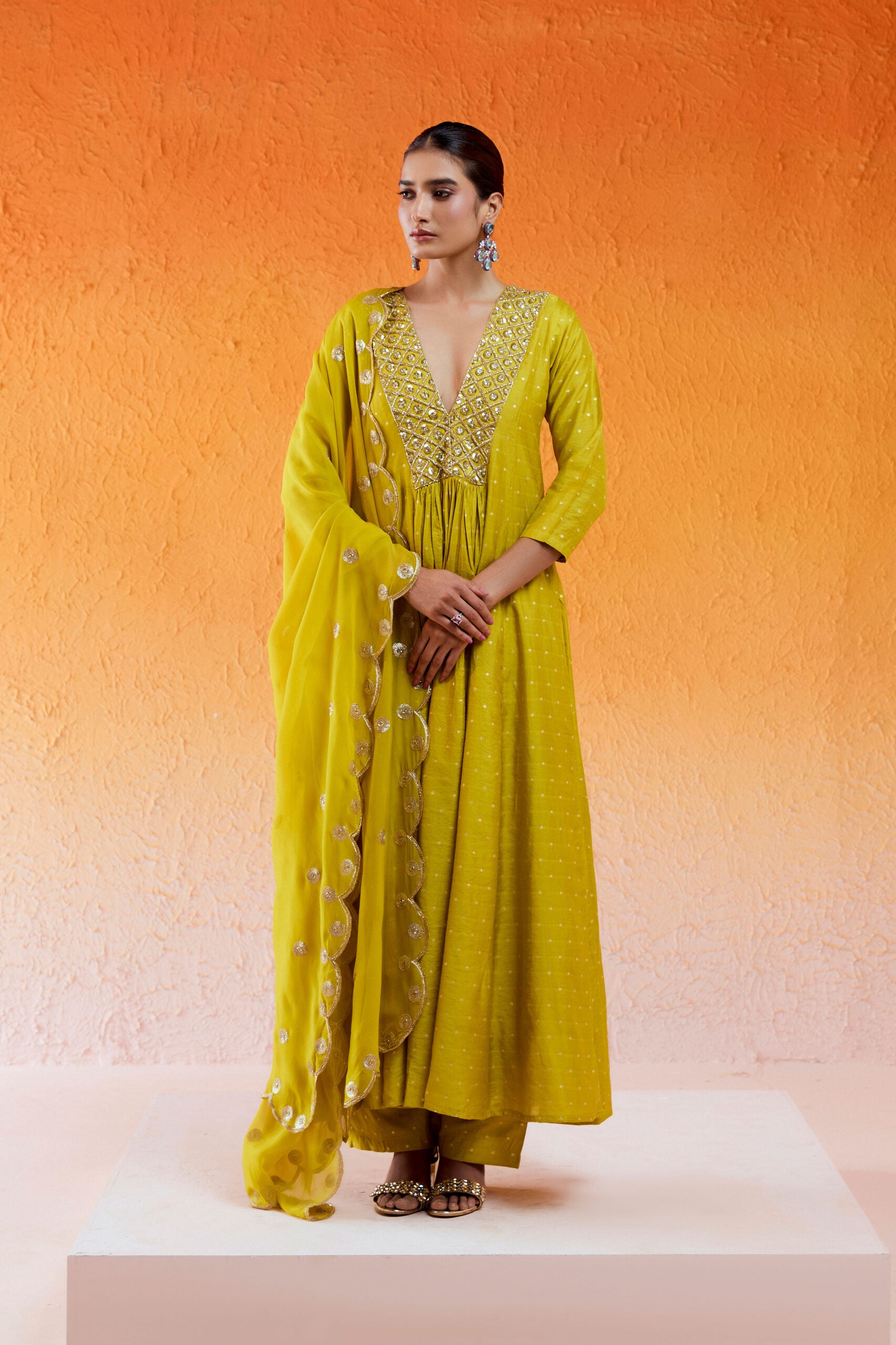 Daisy Yellow Embroidered Anarkali Suit image 0