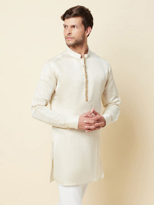 Cream Linen Kurta image 3