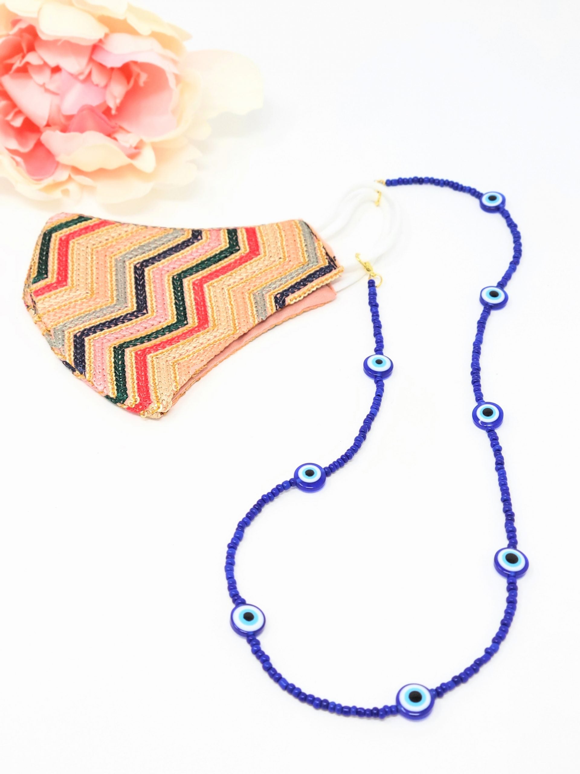 Blue Bead Evil Eye Mask Chain image 0