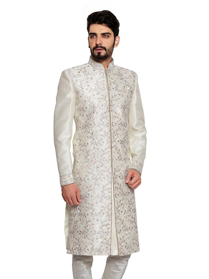 Off-White Sherwani Set image 1
