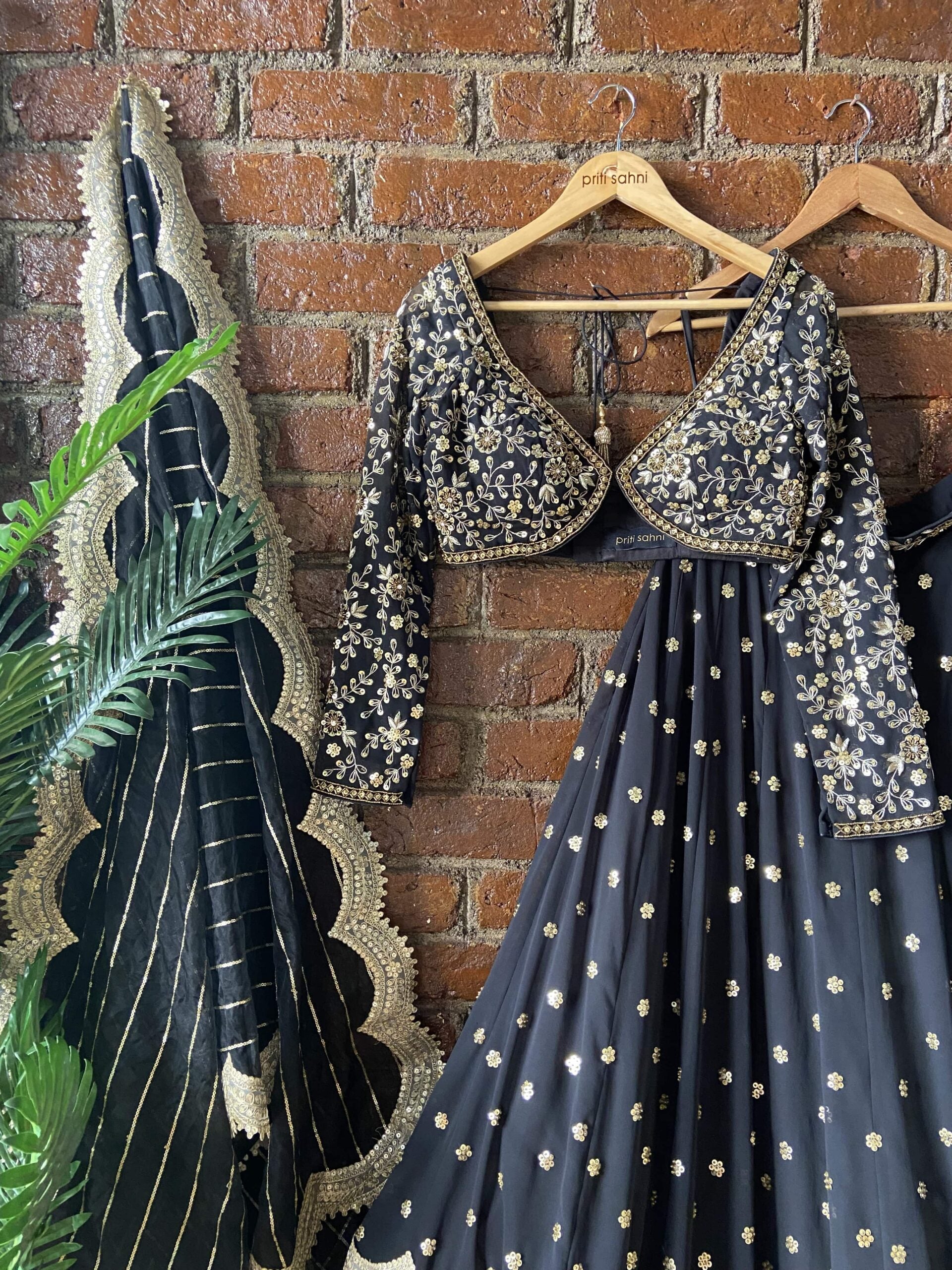 Black Sharmily Lehenga Set image 3