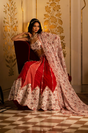 Multi-Coloured Organza Lehenga Set - L image