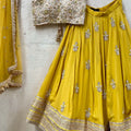 Mustard and Beige Mirror Lehenga Set image 0