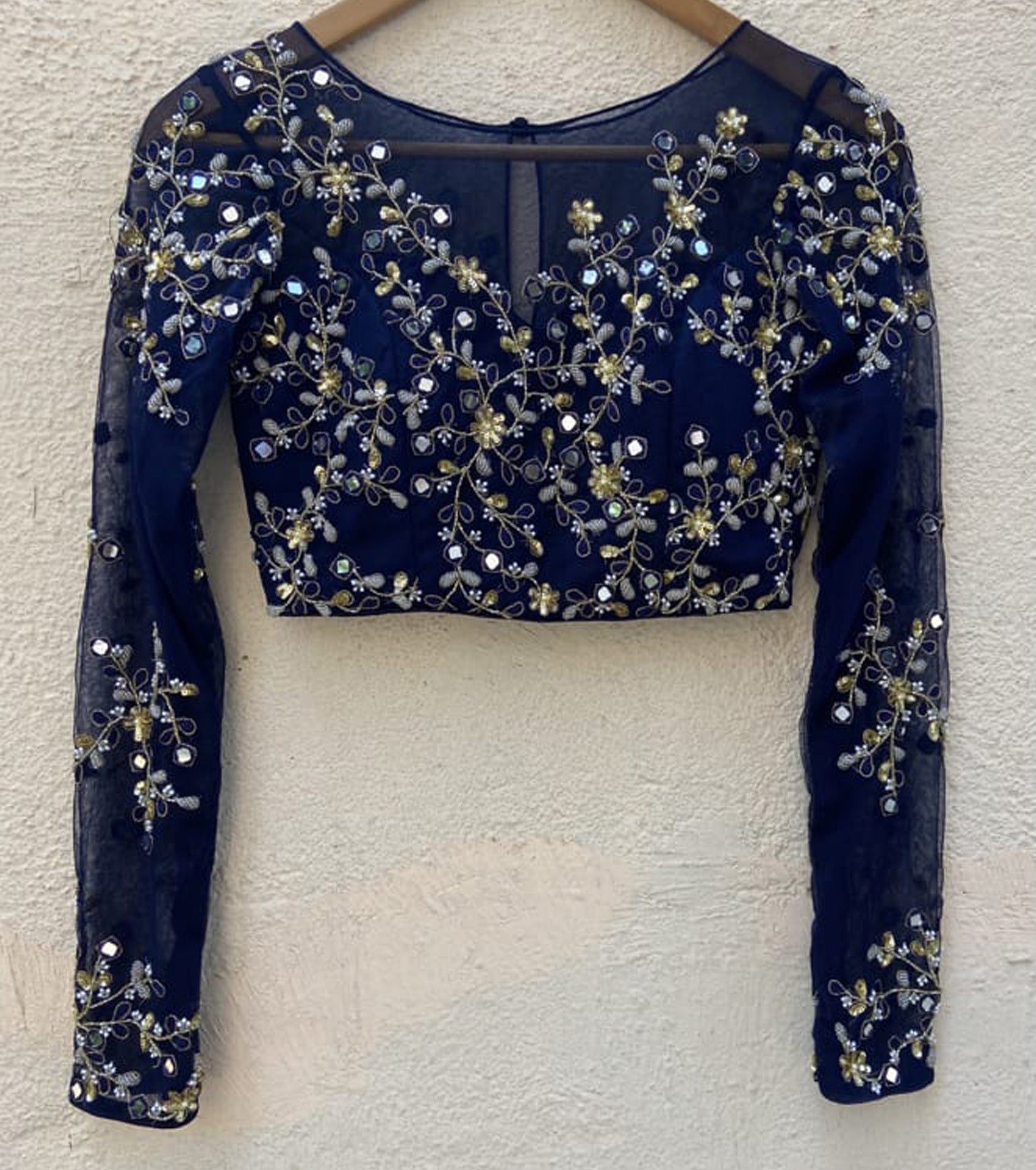 Midnight Blue Mirror Lehenga Set image 1