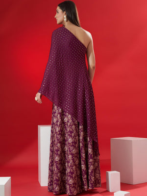 Wine Floral Print Kaftan Set image 3