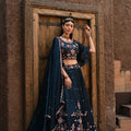 Blue Embellished Lehenga Set image 0
