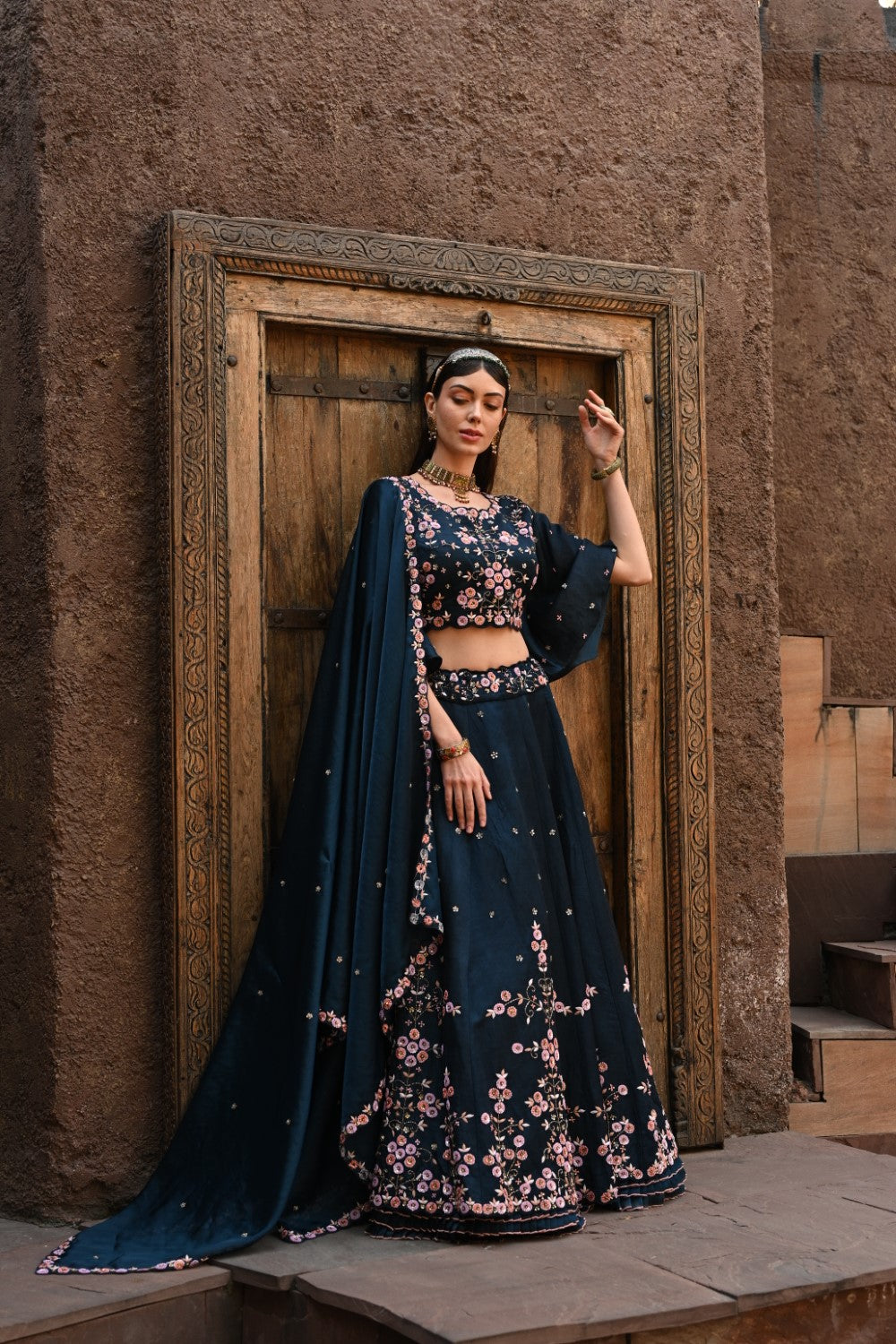 Blue Embellished Lehenga Set image 0