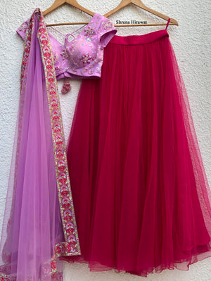 Purple Multi Sequins Lehenga Set - M image