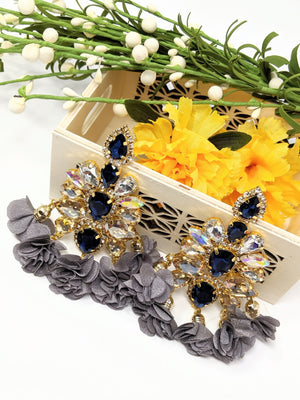 Floral Chandelier Earrings - Gray image