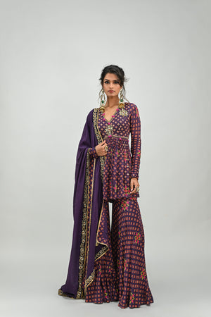 Plum Highlighted Sharara Set With Dupatta image 5