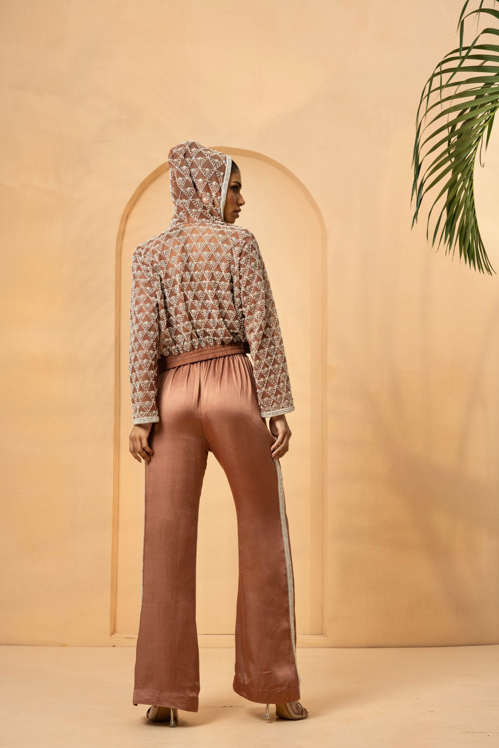 Metallic Rose Gold Embellished Co-ord Set image 4