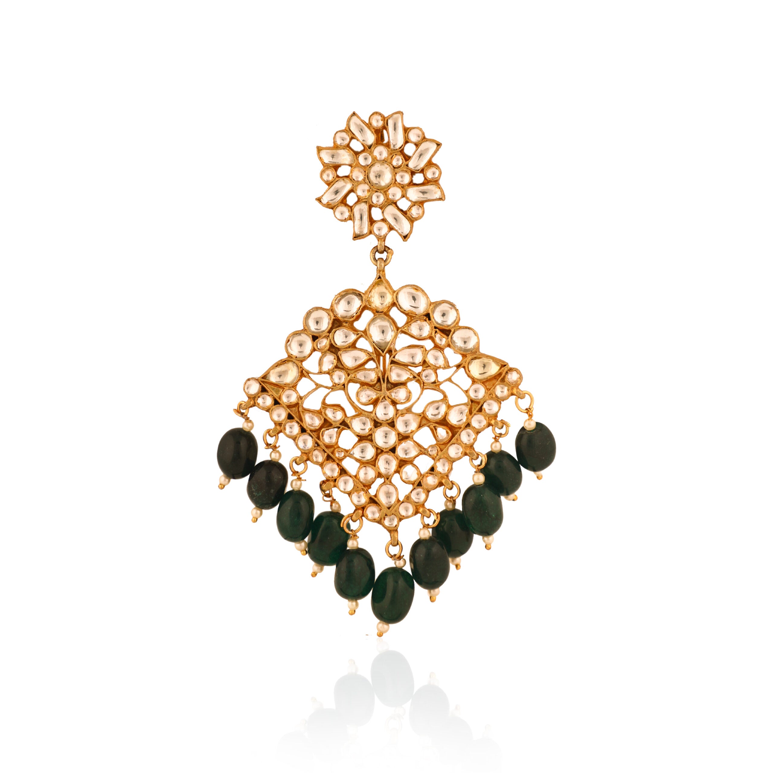 Gold Plated Green Emerald Brooch image 0