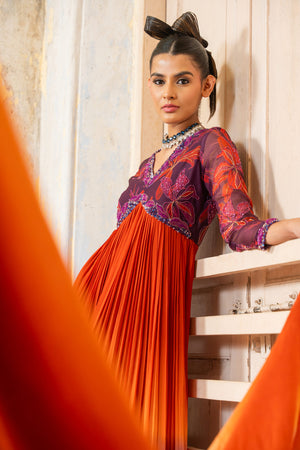 Crimson Bloom Shaded Flared Dress image 4