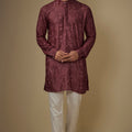 Maroon Lucknowi Embroidered Kurta Set image 0