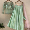 Mint Green Lehenga with Powder Pink Dupatta image 0