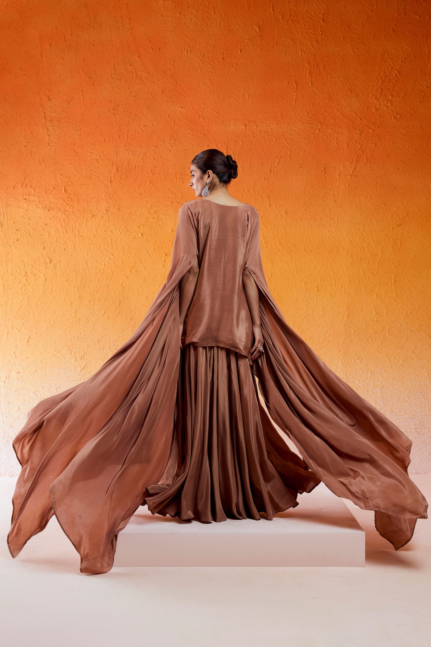 Caramel Brown Embroidered Sharara Set - M image