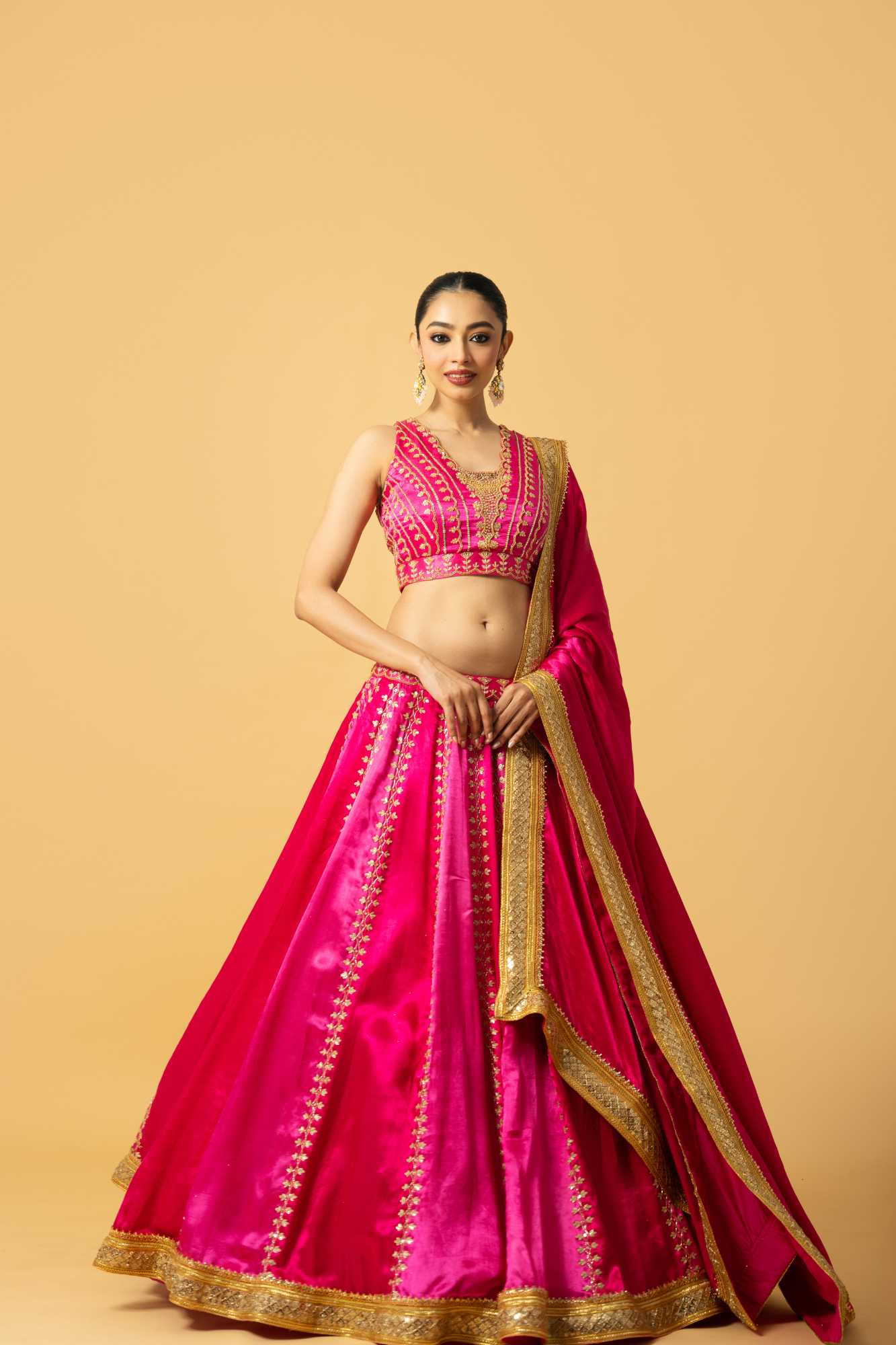Pink Ombré Modal Satin Lehenga (Copy) - L image