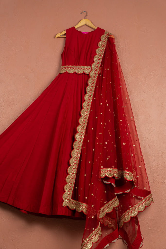 Red Anarkali Set - S image
