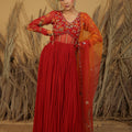 Red Zardosi Embroidered Anarkali Set image 0