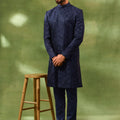 Dark Navy Sequin Embroidered Sherwani Set image 0