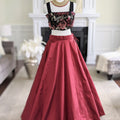 Black Sequins Sleeveless Blouse with Wine Skirt image 0