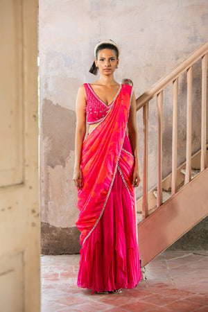 Rosy Printed Draped Saree image 0