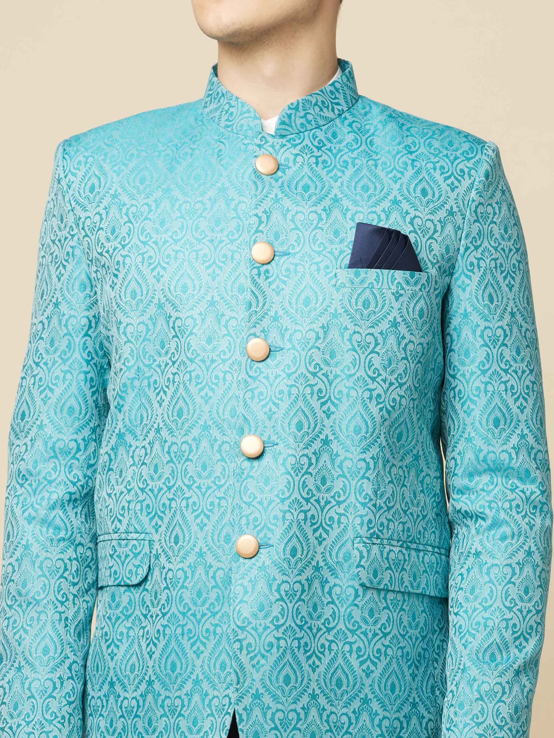 Turquoise Jodhpuri Jacket image 6