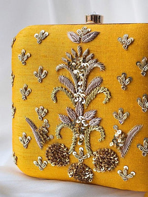 Yellow Embroidered Clutch image 0