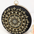Black Round Embroidered Clutch image 0