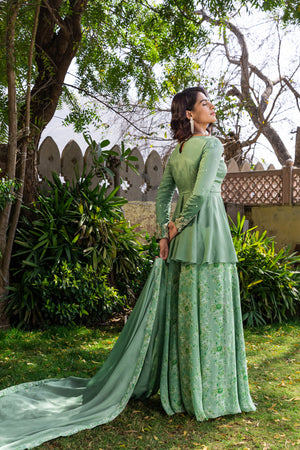 Forest Green Georgette Kurta Set image 1