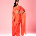 Tangerine Orange Co-ord Dhoti Set image 0