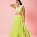 Lime Green Embroidered Lehenga Set image 0