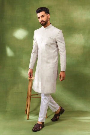 Cream Heavy Embroidered Sherwani Set image 2