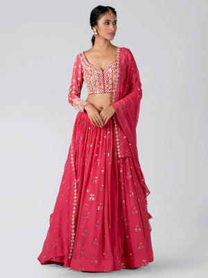 Bright Pink Mirror Lehenga Set image 1