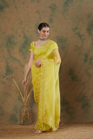 Lime Saree - S image