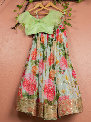 Aqua Floral Lehenga Set image 1