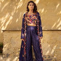 Purple Georgette Embroidered Jacket Set image 0