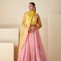 Pink and Yellow Work Lehenga image 0