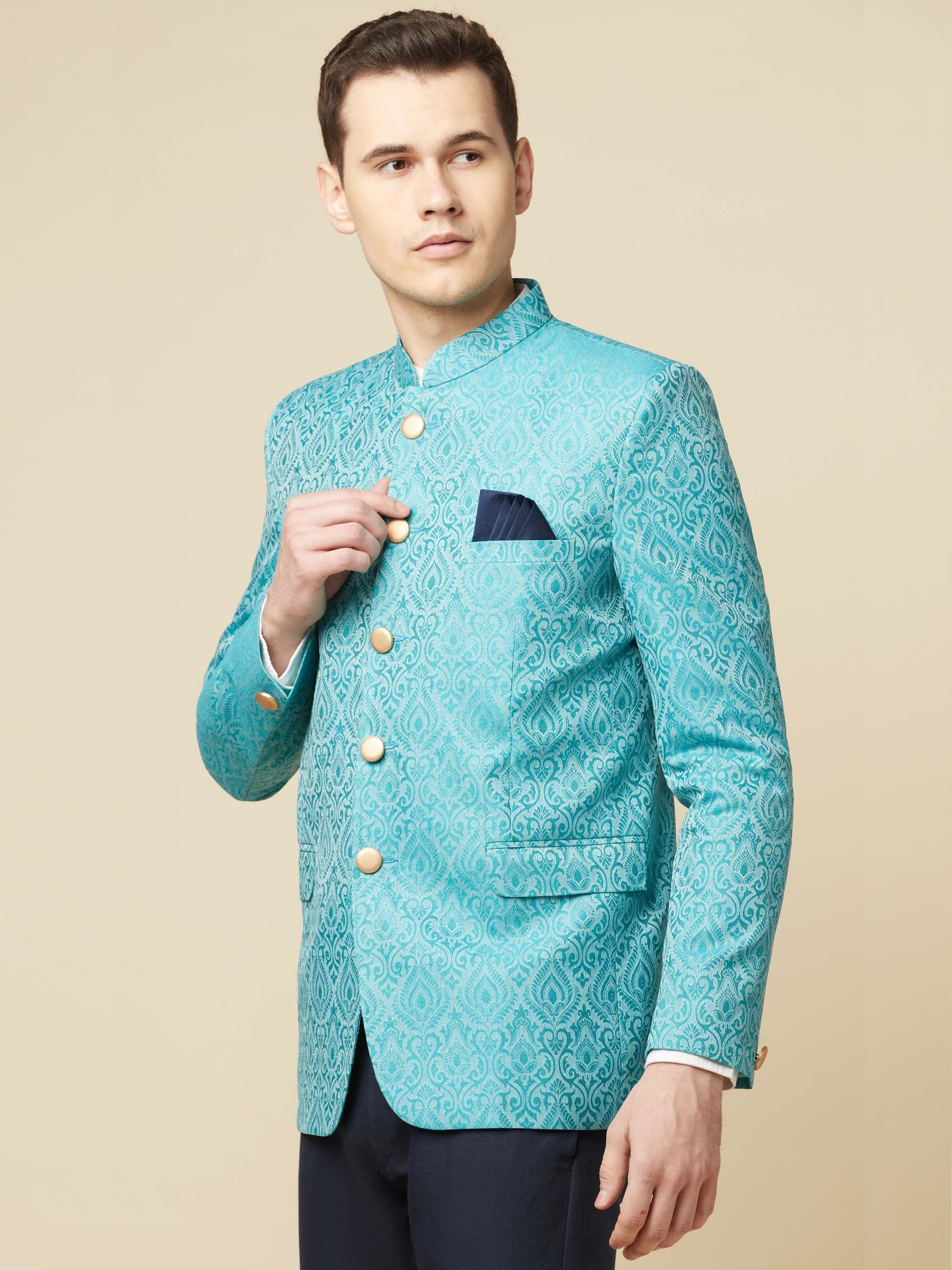 Turquoise Jodhpuri Jacket image 2