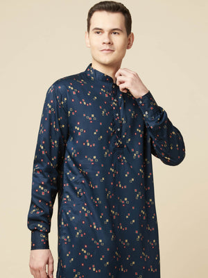 Teal Blue Printed Kurta image 5