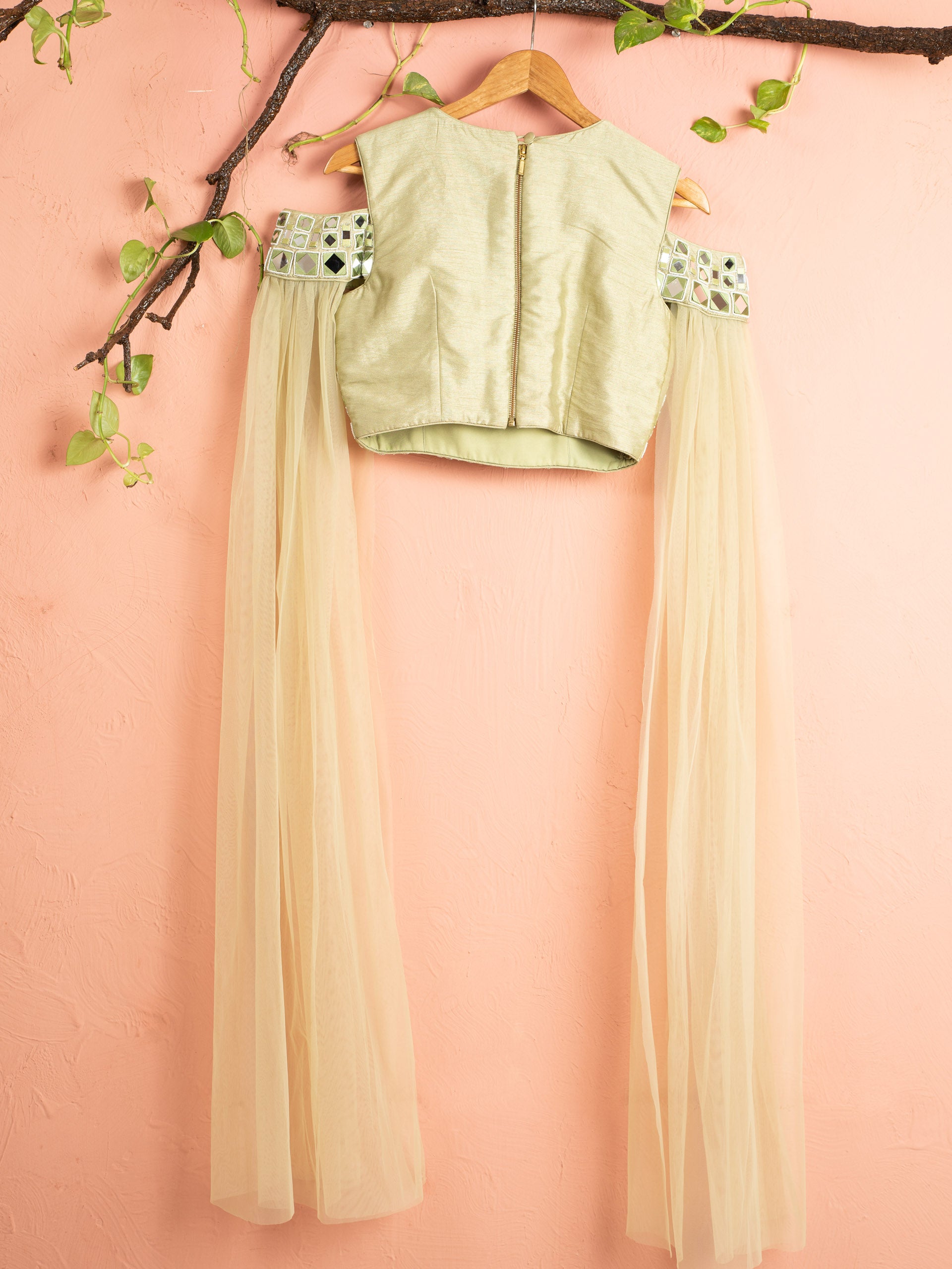 Sage Green Mirror Sharara Set image 2