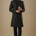 Black Geometric Embroidered Sherwani Set image 0