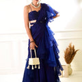 Nikasha Blue Ruffle Saree Set image 0