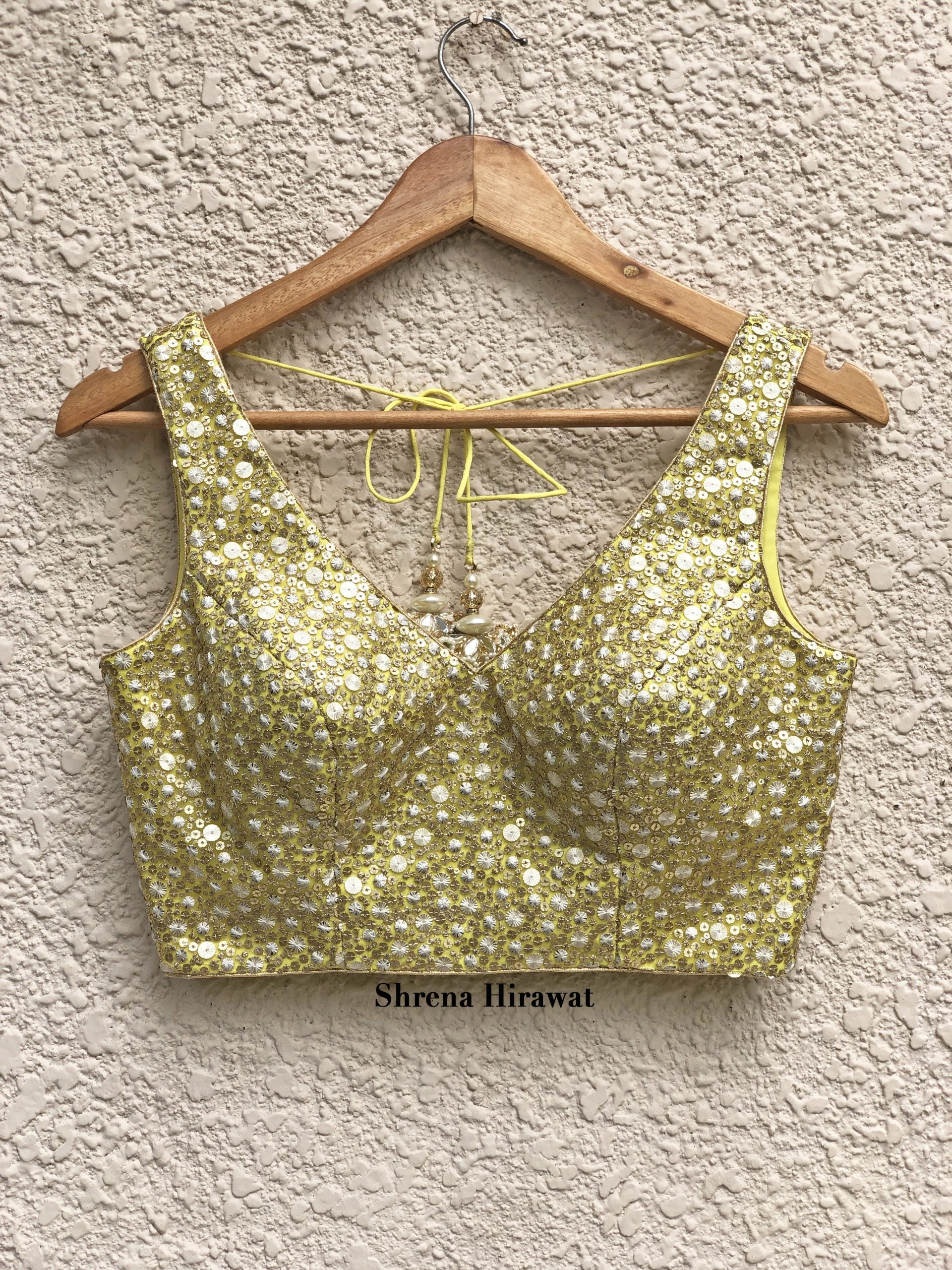Lemon Yellow Blouse with Lime Green Lehenga image 3