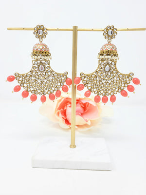Hawa Chaandbali Earrings - Coral image